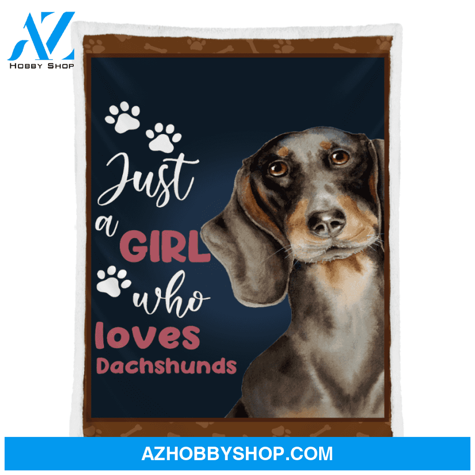 Dog Blanket, Just A Girl Who Loves Dachshunds Blanket Gift For Dog Lovers Birthday Gift Home Decor Bedding Couch Sofa Soft and Comfy Cozy