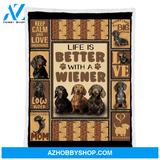 Dog Blanket, Life Is Better With A Wiener, Fleece Blanket. Gift For People Family Home Decor Bedding Couch Sofa Soft and Comfy Cozy