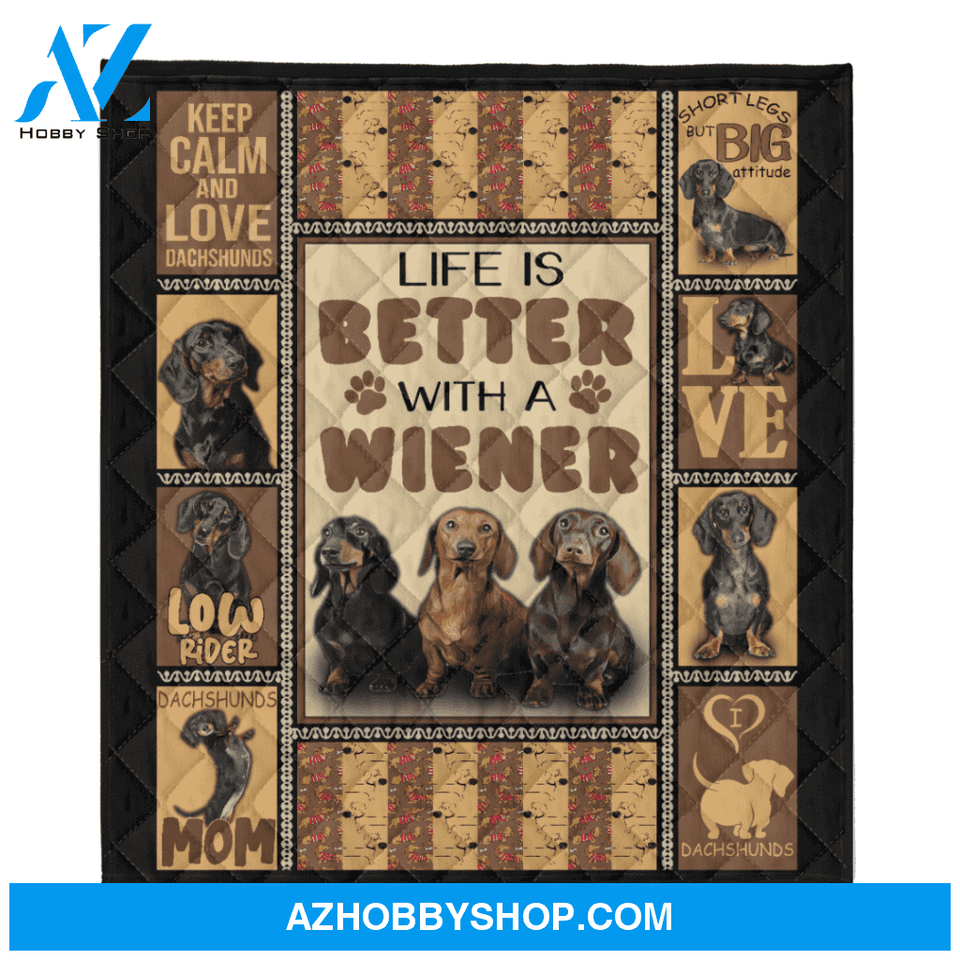 Dog Blanket, Life Is Better With A Wiener, Fleece Blanket. Gift For People Family Home Decor Bedding Couch Sofa Soft and Comfy Cozy