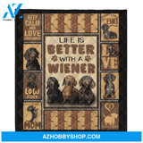 Dog Blanket, Life Is Better With A Wiener, Fleece Blanket. Gift For People Family Home Decor Bedding Couch Sofa Soft and Comfy Cozy