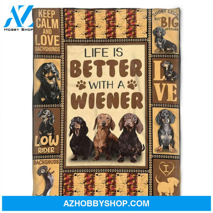 Dog Blanket, Life Is Better With A Wiener, Fleece Blanket. Gift For People Family 