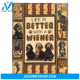Dog Blanket, Life Is Better With A Wiener, Fleece Blanket. Gift For People Family Home Decor Bedding Couch Sofa Soft and Comfy Cozy