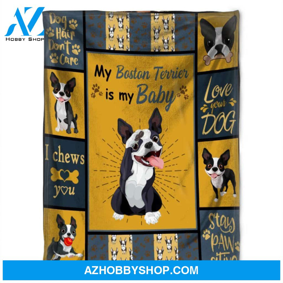 Dog Blanket, My Boston Terrier Is My Baby. Gift For People Family Home Decor Bedding Couch Sofa Soft and Comfy Cozy