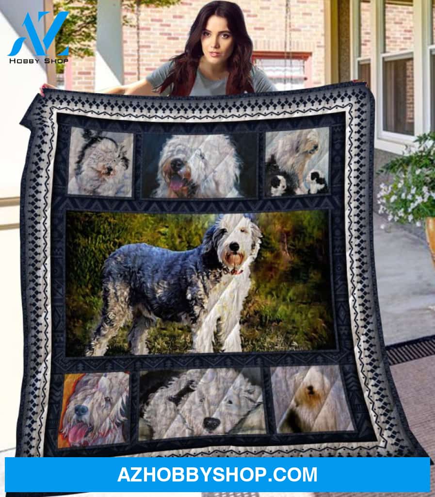 Dog Blanket - Gift Idea For Dog Lovers, Dog Dad Mom - Old English Sheepdog Quilt Blanket