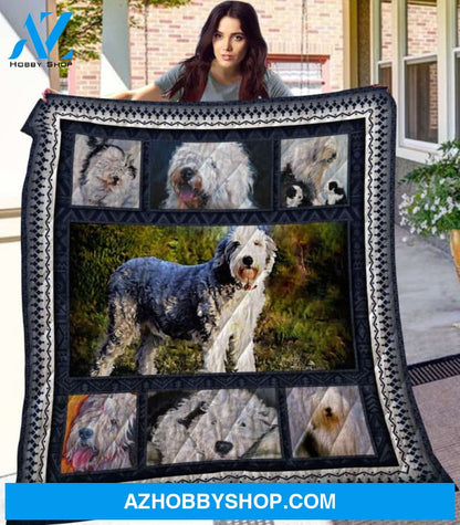 Dog Blanket - Gift Idea For Dog Lovers, Dog Dad Mom - Old English Sheepdog Quilt Blanket