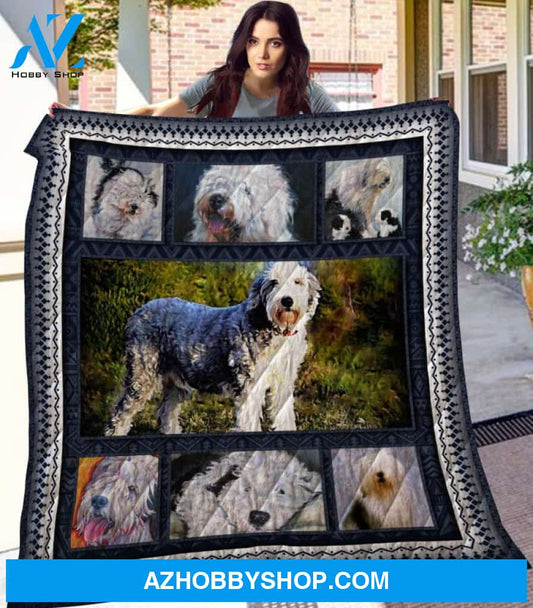 Dog Blanket - Gift Idea For Dog Lovers, Dog Dad Mom - Old English Sheepdog Quilt Blanket