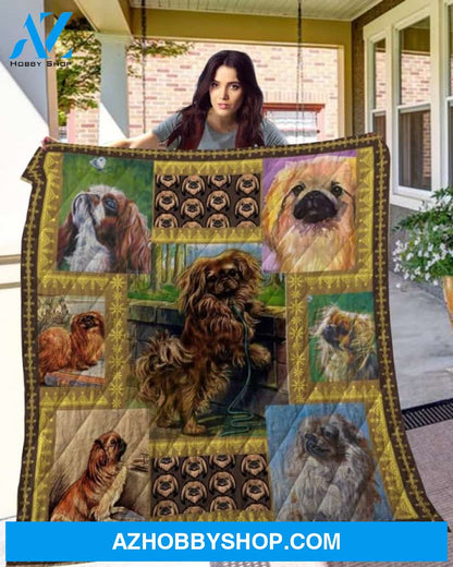 Dog Blanket - Gift Idea For Dog Lovers, Dog Dad Mom - Pekingese Quilt Blanket