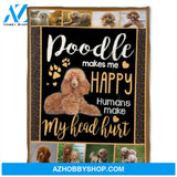 Dog Blanket, Poodle Makes Me Happy. Fleece Blanket, Gift For People Family Home Decor Bedding Couch Sofa Soft and Comfy Cozy