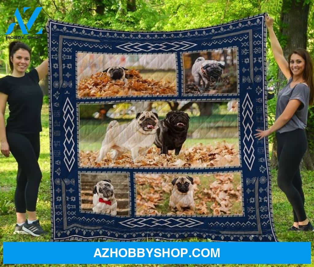 Dog Blanket - Gift Idea For Dog Lovers, Dog Dad Mom - Pug Quilt Blanket V5
