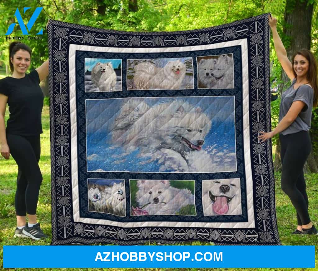 Dog Blanket - Gift Idea For Dog Lovers, Dog Dad Mom - Samoyed Quilt Blanket