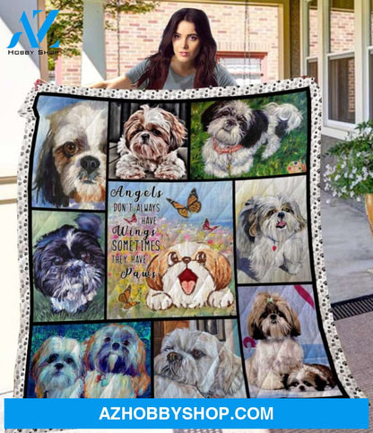 Dog Blanket - Gift Idea For Dog Lovers, Dog Dad Mom - Shih Tzu Quilt Blanket