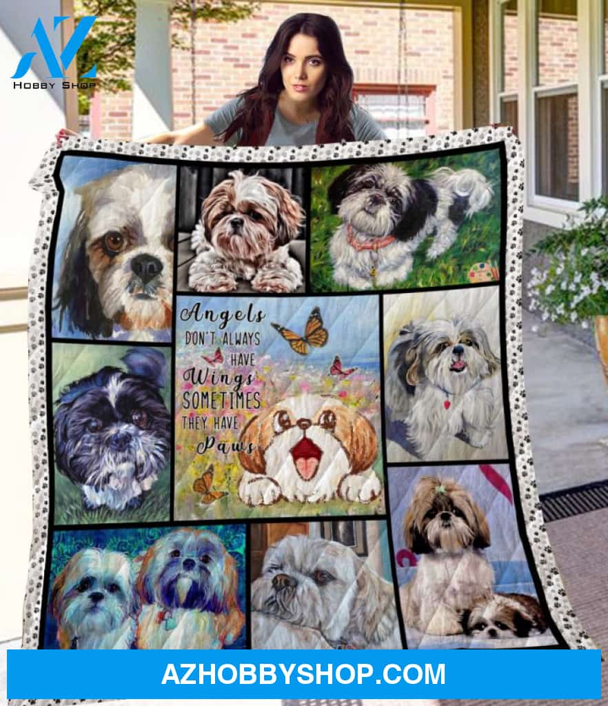 Dog Blanket - Gift Idea For Dog Lovers, Dog Dad Mom - Shih Tzu Quilt Blanket