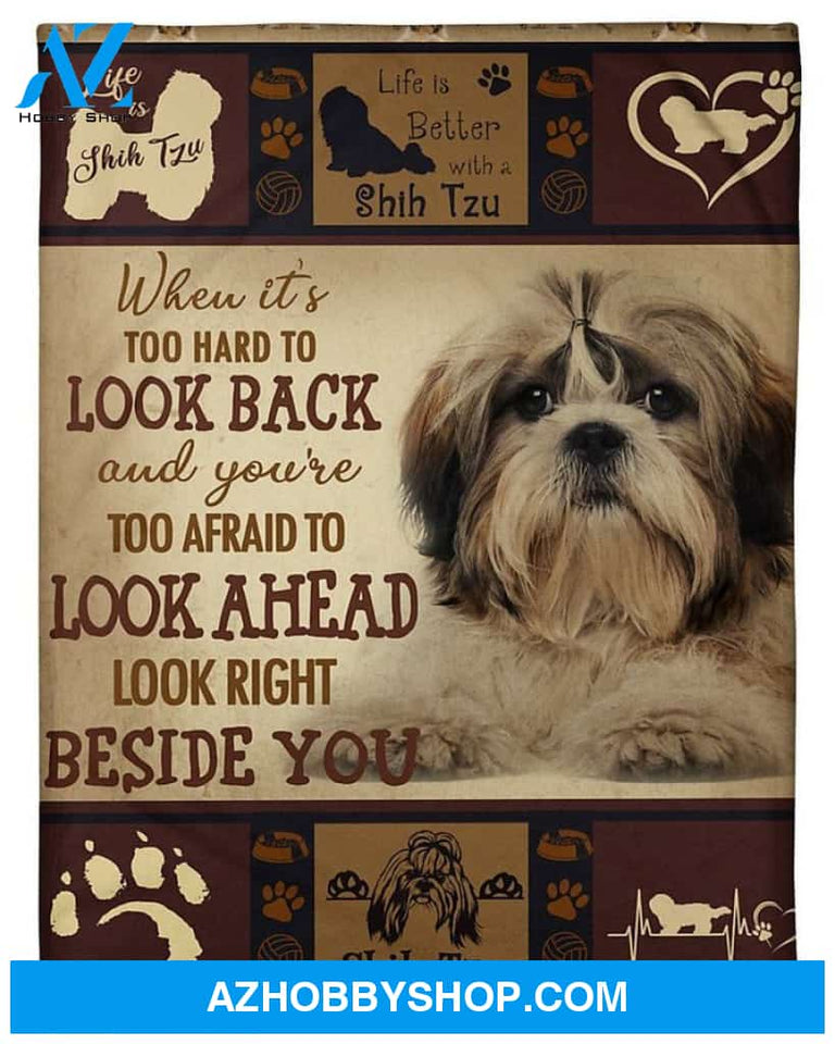 Dog Blanket - Shih Tzu Beside You Fleece Blanket Gift Valentines Day Shih Tzu Lover Family Friend Birthday Gift Home Decor Bedding Couch Sofa Soft And Comfy Cozy