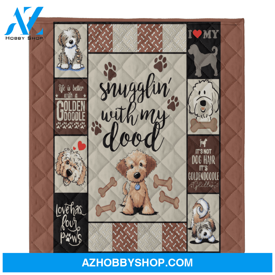 Dog Blanket, Snugglin' With My Dood Goldendoodle Blanket Gift For Dog Lovers