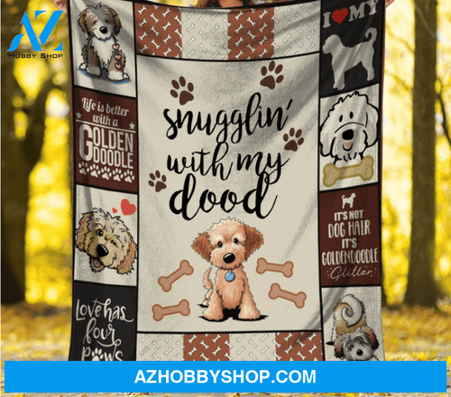 Dog Blanket, Snugglin' With My Dood Goldendoodle Blanket Gift For Dog Lovers
