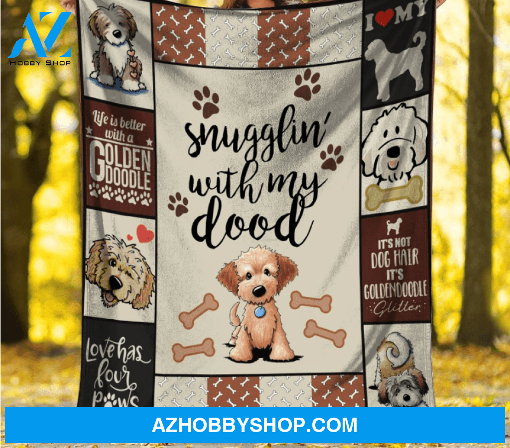 Dog Blanket, Snugglin' With My Dood Goldendoodle Blanket Gift For Dog Lovers