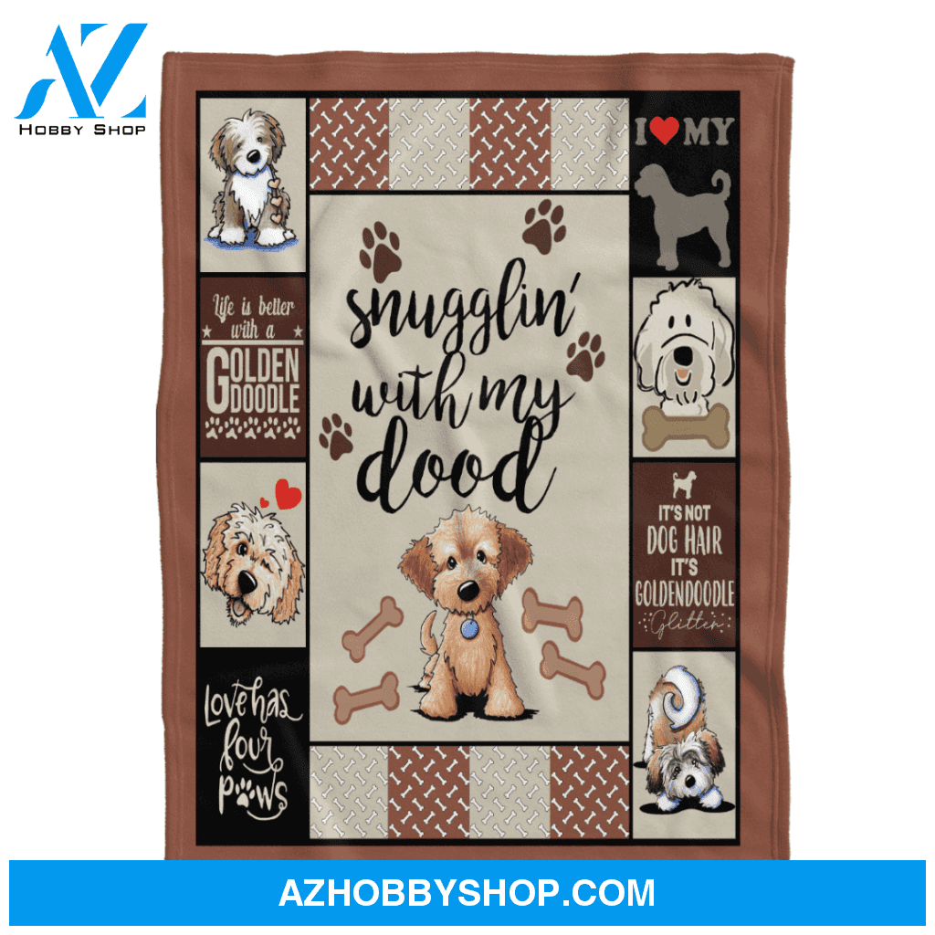 Dog Blanket, Snugglin' With My Dood Goldendoodle Blanket Gift For Dog Lovers