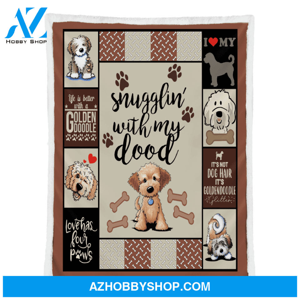 Dog Blanket, Snugglin' With My Dood Goldendoodle Blanket Gift For Dog Lovers