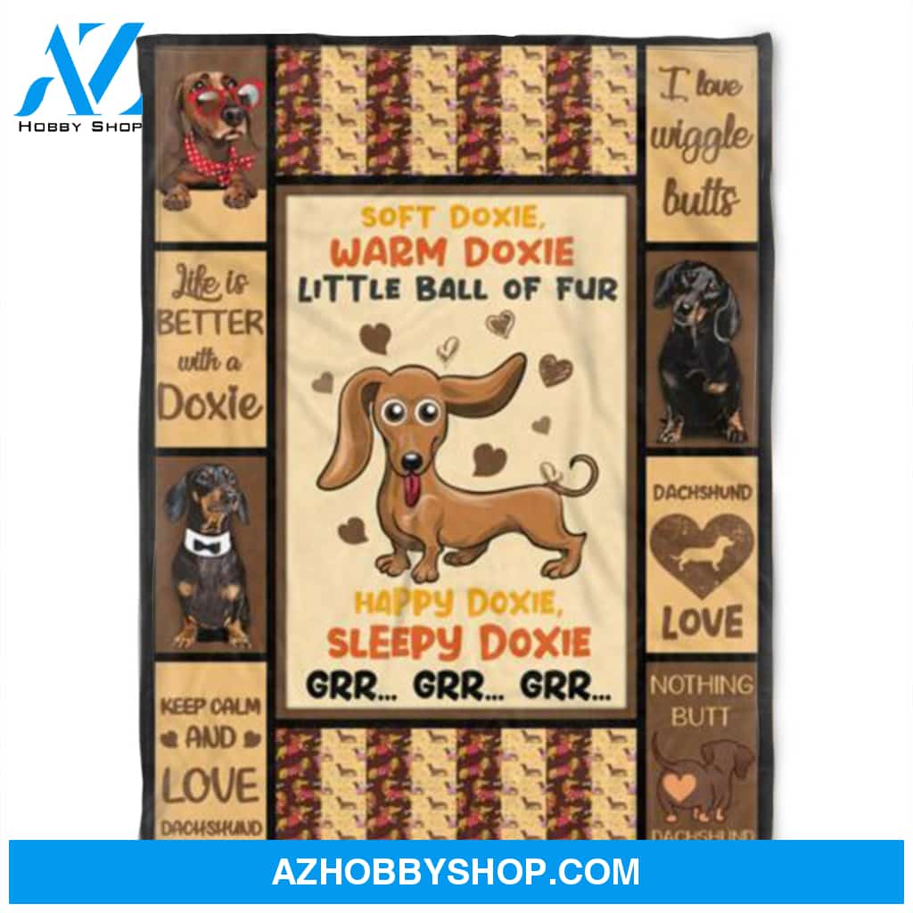 Dog Blanket, Soft Doxie, Warm Doxie Little Ball Of Fur. Gift For People Family Home Decor Bedding Couch Sofa Soft and Comfy Cozy