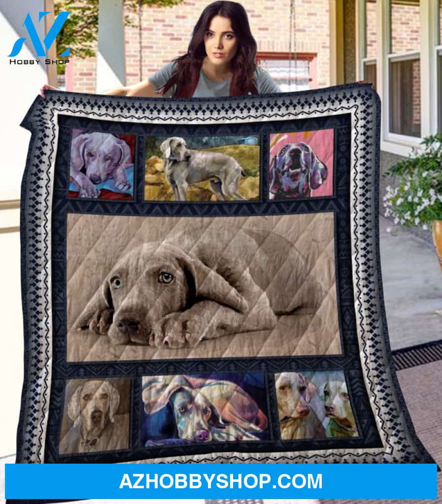 Dog Blanket - Gift Idea For Dog Lovers, Dog Dad Mom - Weimaraner Quilt Blanket