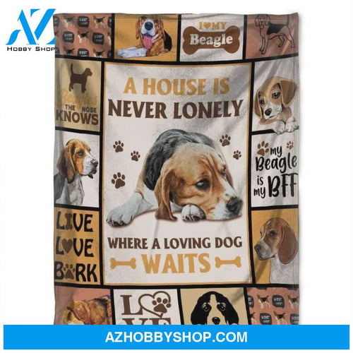 Dog Blanket, Where A Loving Dog Waits, Fleece Blanket. Gift For People Family Home Decor Bedding Couch Sofa Soft and Comfy Cozy