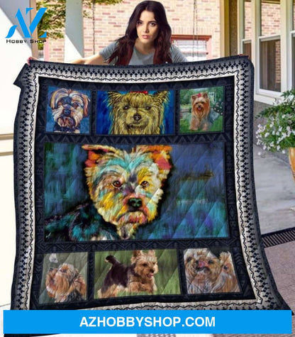 Dog Blanket - Gift Idea For Dog Lovers, Dog Dad Mom - Yorkshire Terrier Quilt Blanket