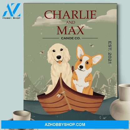 Dog Canoe - Personalized Custom Matte Canvas - Gifts For Dog Lovers