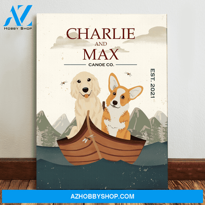 Dog Canoe - Personalized Custom Matte Canvas - Gifts For Dog Lovers