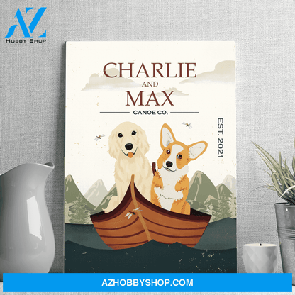 Dog Canoe - Personalized Custom Matte Canvas - Gifts For Dog Lovers