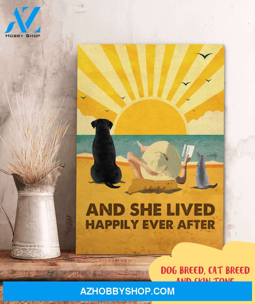 Dog Cat Happily - Personalized Custom Canvas