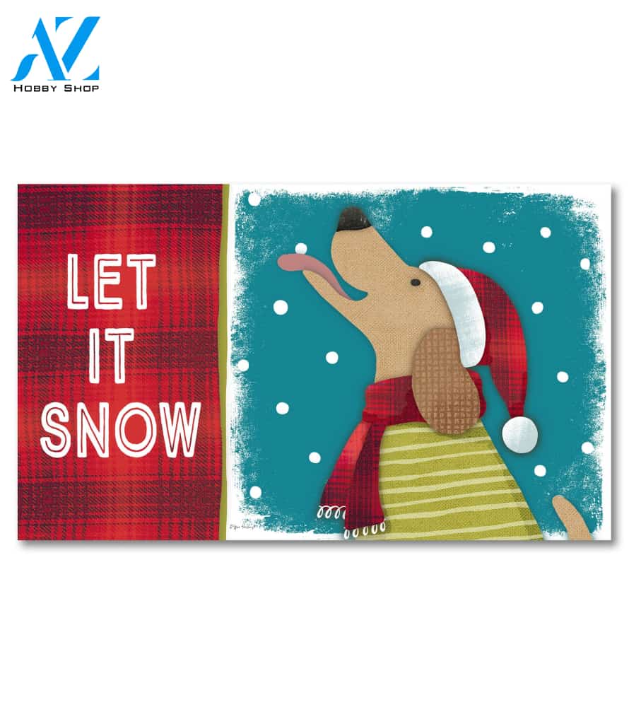 Dog Catching Snowflakes Doormat - 18" x 30"