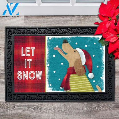 Dog Catching Snowflakes Doormat - 18" x 30"