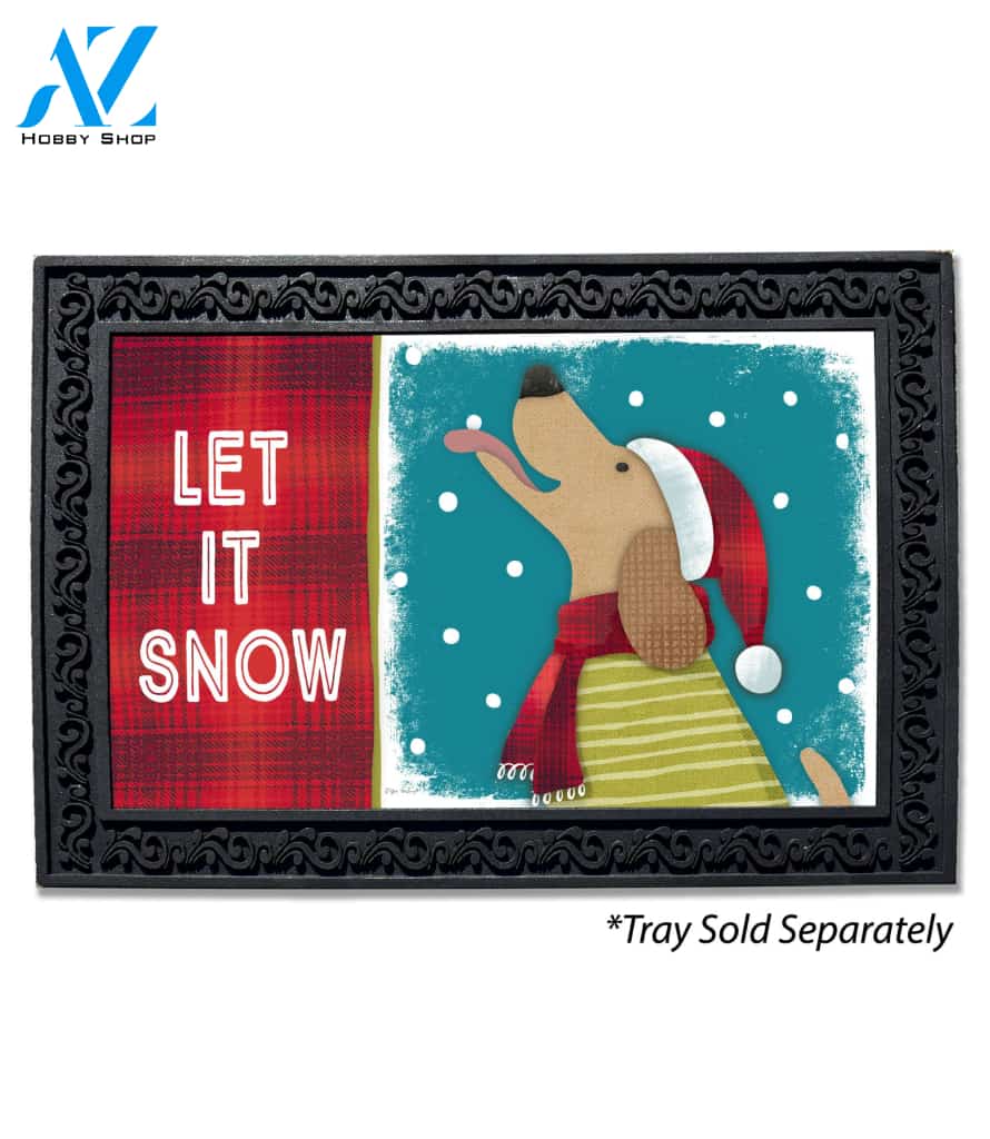 Dog Catching Snowflakes Doormat - 18" x 30"