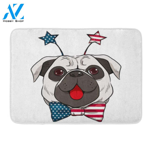Dog Celebrating 4Th Of July Showing Big Red Tongue Doormat Welcome Mat House Warming Gift Home Decor Gift for Dog Lovers Funny Doormat Gift Idea