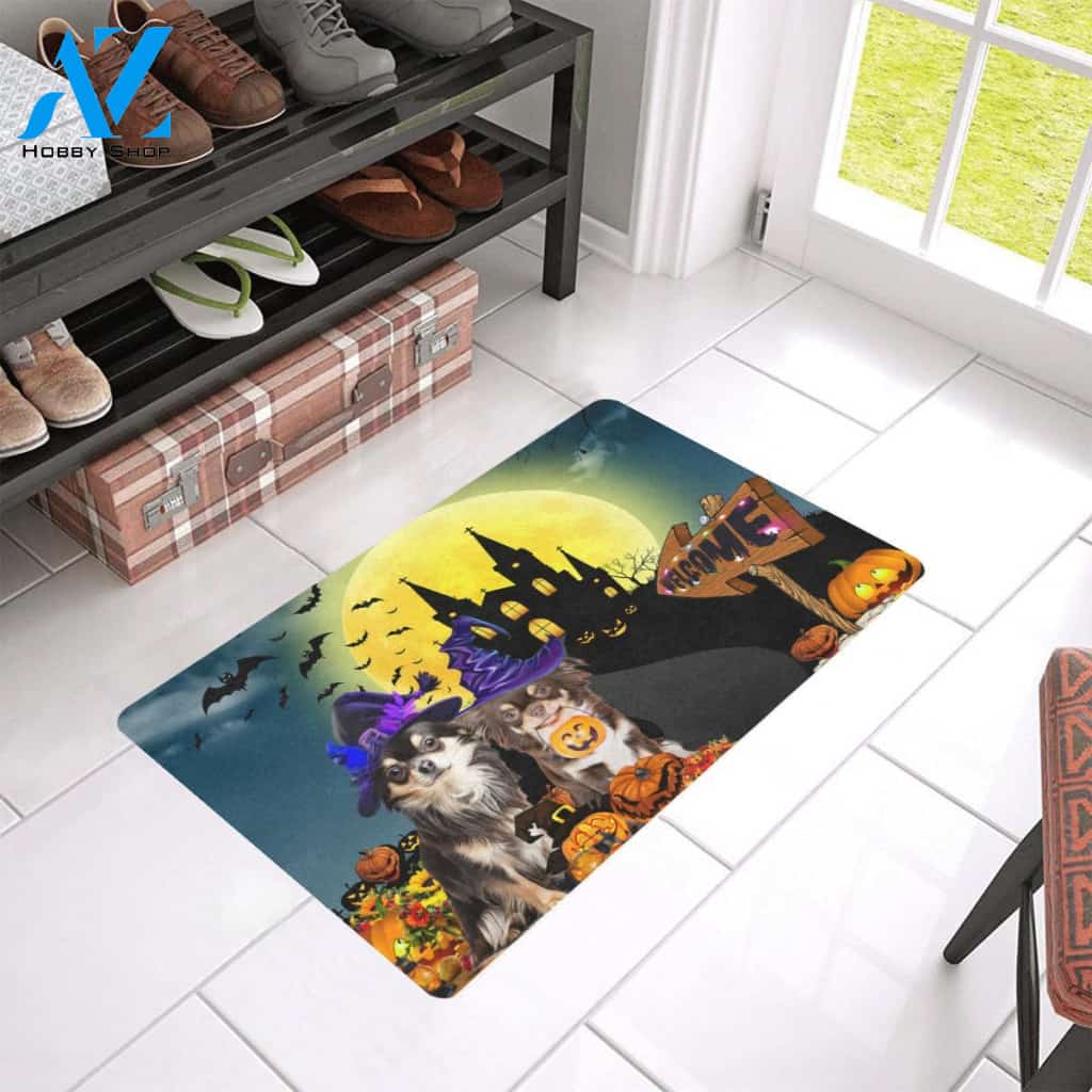 Dog - Chihuahua Welcome Halloween Easy Clean Welcome DoorMat | Felt And Rubber | 40x60 cm | 45x75 cm | 60x90 cm | Colorful | DO1340