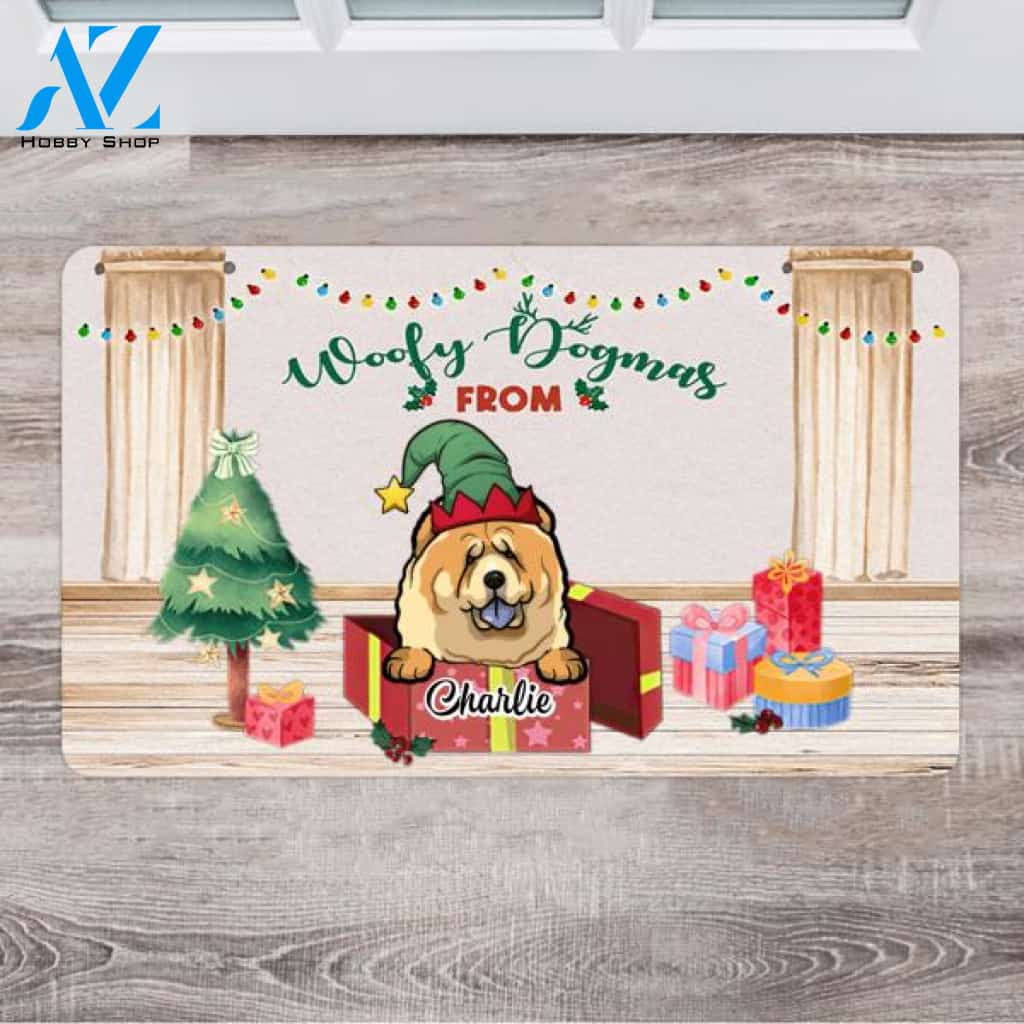 Personalized Dog Christmas Doormat - Good Gifts For Dog Lovers - Up To 6 Dogs