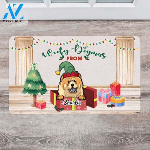 Personalized Dog Christmas Doormat - Good Gifts For Dog Lovers - Up To 6 Dogs