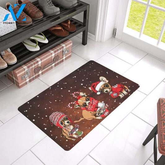 Dog - Christmas Wiaccessories Of Chihuahua Easy Clean Welcome DoorMat | Felt And Rubber | 40x60 cm | 45x75 cm | 60x90 cm | Colorful | DO1424