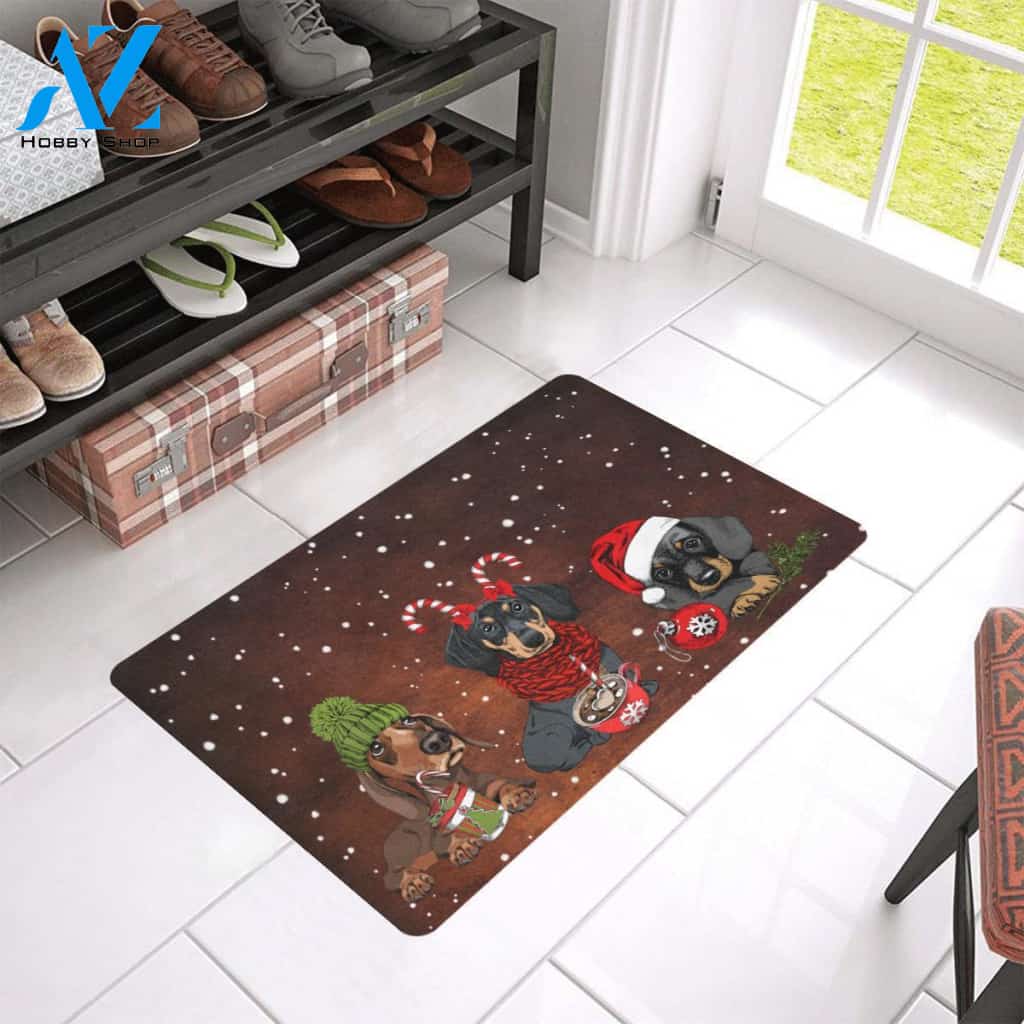 Dog - Christmas Wiaccessories Of Dachshund Easy Clean Welcome DoorMat | Felt And Rubber | 40x60 cm | 45x75 cm | 60x90 cm | Colorful | DO1425