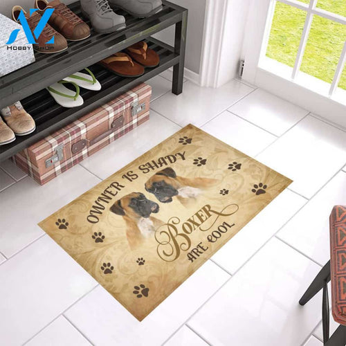 Dog - Cool Boxer Easy Clean Welcome DoorMat | Felt And Rubber | 40x60 cm | 45x75 cm | 60x90 cm | Colorful | DO1376