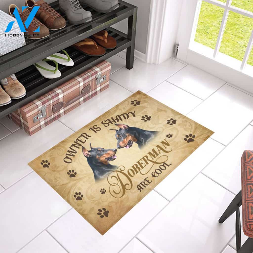 Dog - Cool Doberman Pinscher Easy Clean Welcome DoorMat | Felt And Rubber | 40x60 cm | 45x75 cm | 60x90 cm | Colorful | DO1373