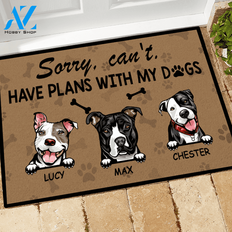 Dog Custom Doormat Sorry I can't I have Plans | WELCOME MAT | HOUSE WARMING GIFT