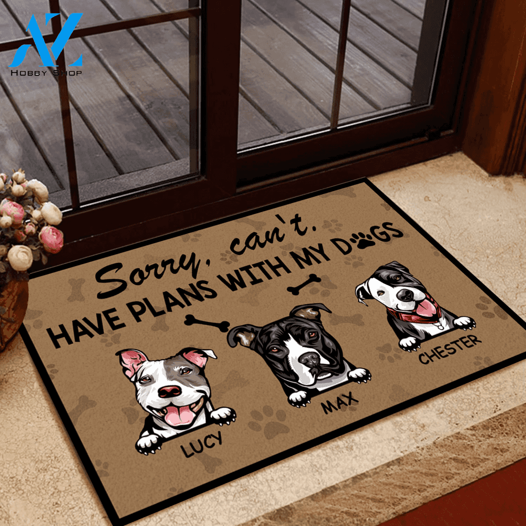 Dog Custom Doormat Sorry I can't I have Plans | WELCOME MAT | HOUSE WARMING GIFT