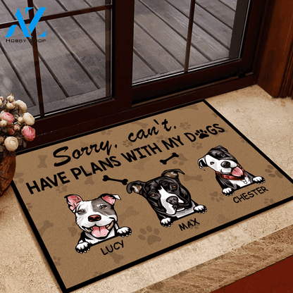 Dog Custom Doormat Sorry I can't I have Plans | WELCOME MAT | HOUSE WARMING GIFT