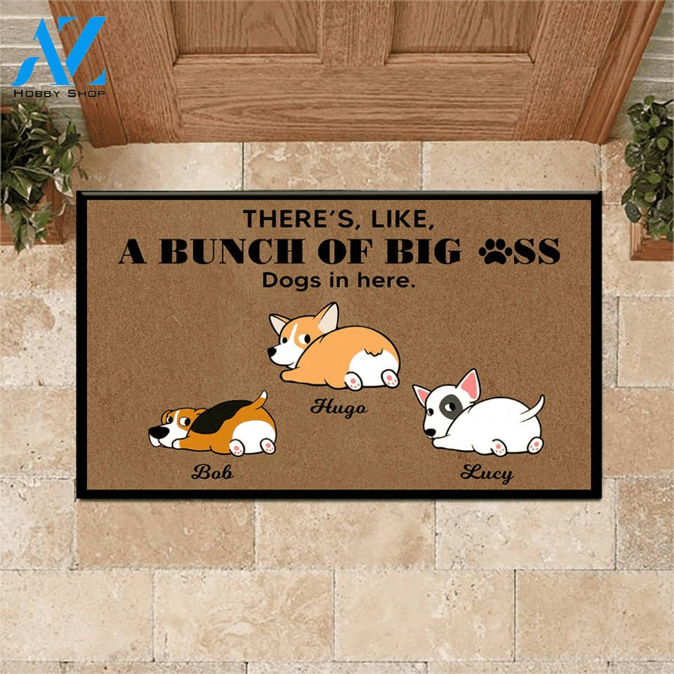 Dog Custom Doormat There's, Like, A Bunch Of Big Ass Dogs | WELCOME MAT | HOUSE WARMING GIFT