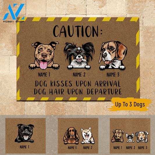 Dog Customized Doormat Dog Kisses Upon Arrival Dog Hair Upon Departure Personalize Gift | WELCOME MAT | HOUSE WARMING GIFT