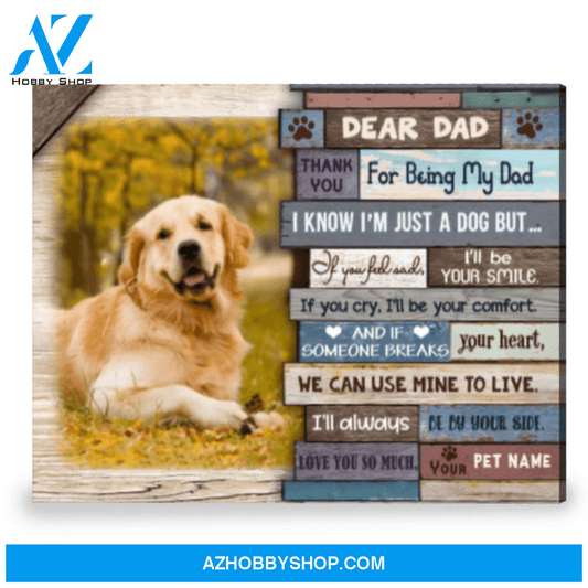 Dog Dad Gift Custom Pet Portrait Unique Gift For Father's Day Canvas Print