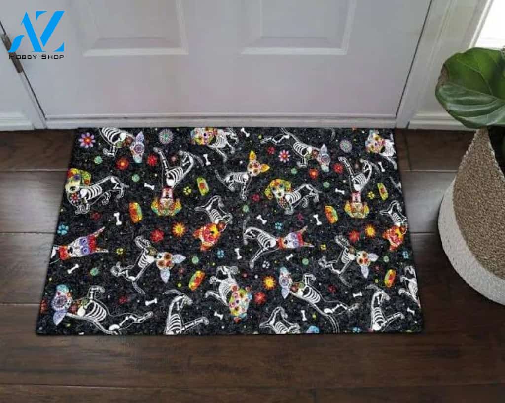 Dog Day Of The Dead Doormat Welcome Mat House Warming Gift Home Decor Funny Doormat Gift Idea