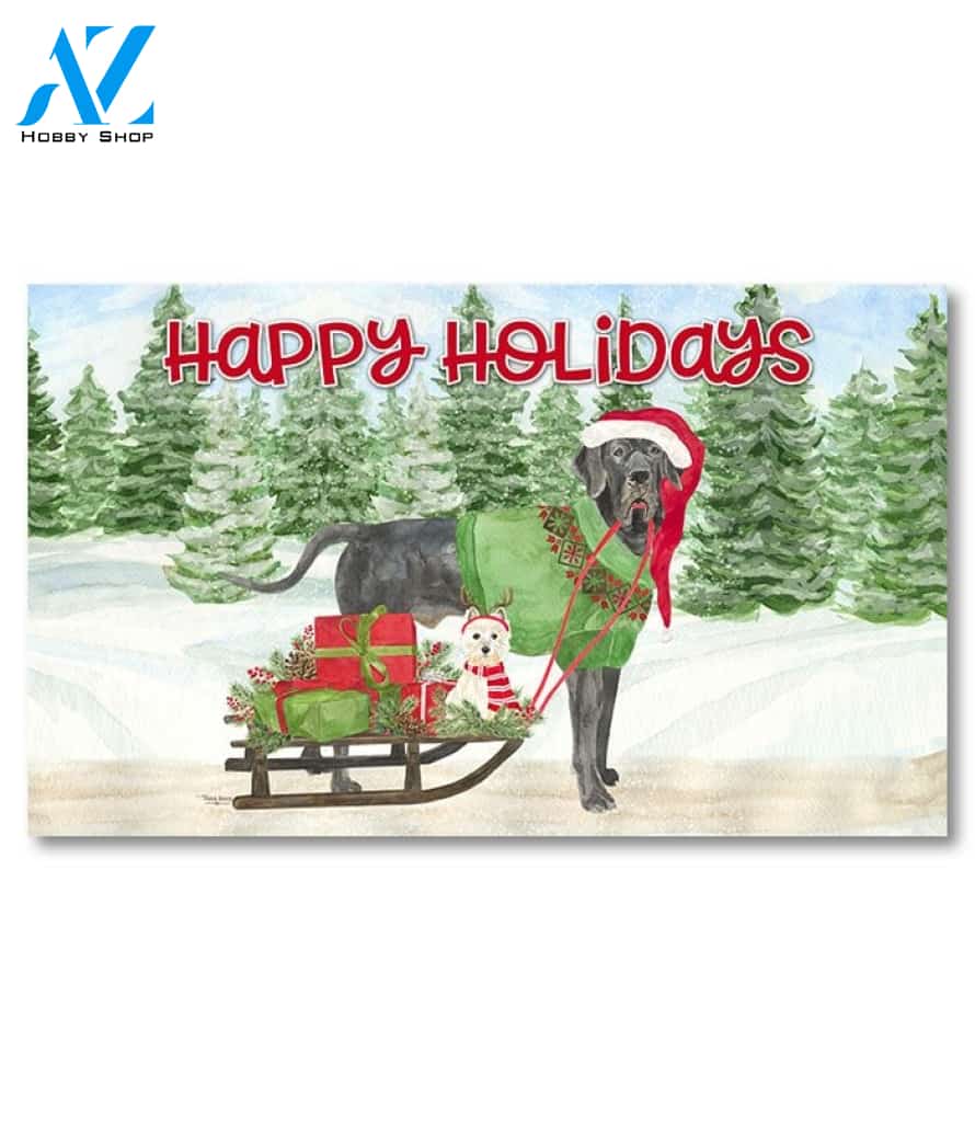 Dog Days of Christmas Happy Holidays Doormat - 18" x 30"