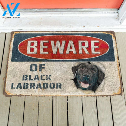 Dog Doormat 3D Beware Of Black Labrador Custom Doormat